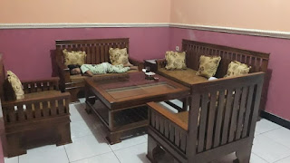 Kursi Sofa tamu kayu jati jari jari minimalis 3211 dudukan asli Jepara